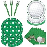 Rakuto Golf Party Plates Napkins Forks, 64PCS Golf Party Tableware Set Supplies for Men, Sport Theme Disposable Plates Decorations Supplies