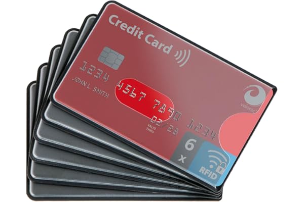 valonic - Set of 6 RFID Blocking Sleeves for Fraud Protection/Identity Theft Prevention - Credit Card Protector Sleeve for W