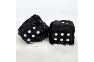 6 cm Car Fuzzy Dice, Vintage Square Fluffy Dice, Car Mirrior Hanging Plush Cuboid Rear View Mirror Hangers Fluffy Furry Car P