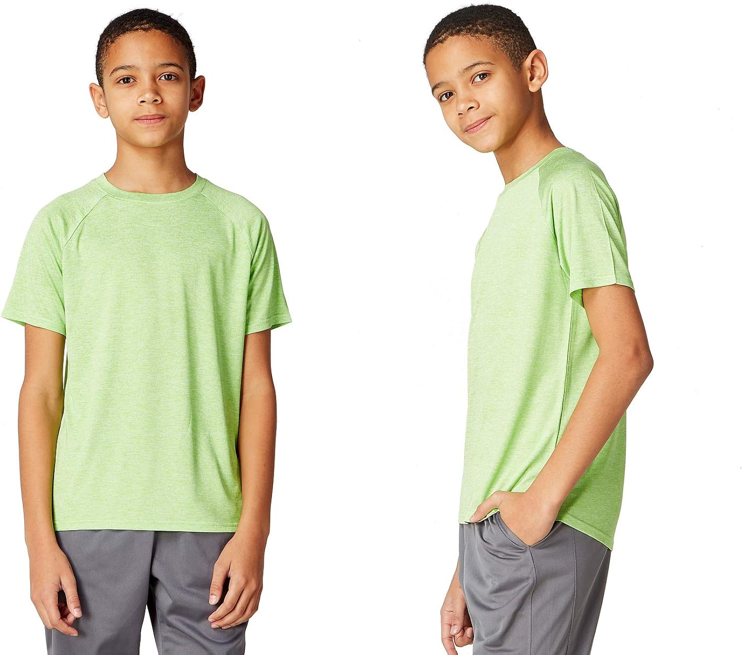 DEVOPS Boy's 2 Pack Cool Sports Active Workout Crew Neck Short Sleeve Tech T-Shirts: Clothing