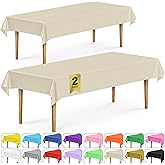 DecorRack 2 Rectangular Tablecloths BPA-Free Plastic, 54 x 108 inch, Dining Table Cloth, Rectangle Table Cover for Parties, Picnic, Camping and Outdoor, Disposable or Reusable, Ivory (2 Pack)