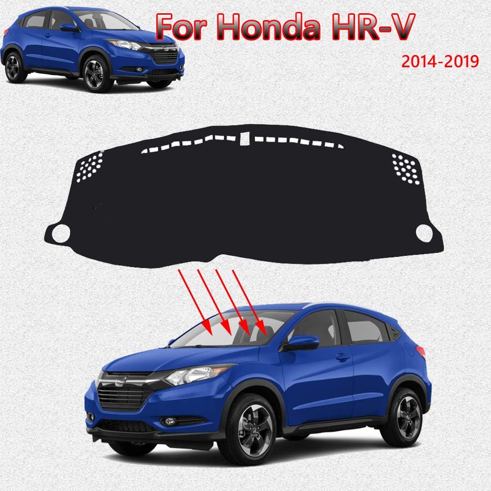 Great-luck Dashboard Cover Mat Custom Fit Dashboard Protector, Dash Cover Easy Installation, Reduces Glare, Eliminates Cracking,for Honda HR-V(2014 2015 2016 2017 2018 2019)