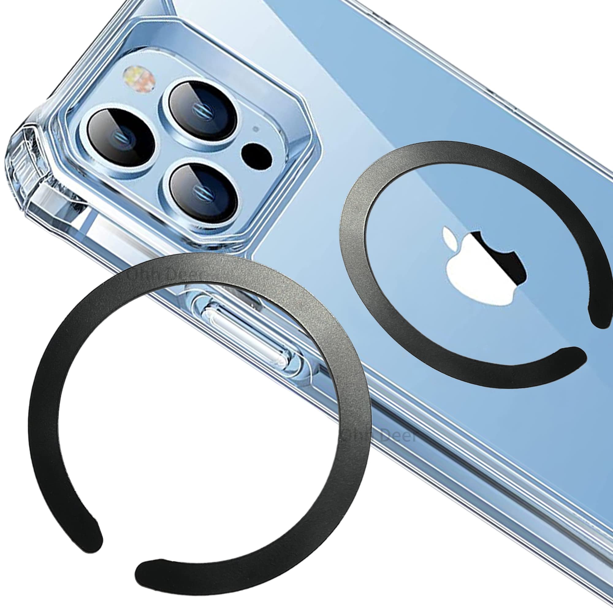 【ガイド枠付き】Magsafe用 リング 磁気増強 iPhone マグネット マグセーフ シール DIY Magsafe対応 シール (3枚入り-ブラック)商品画像