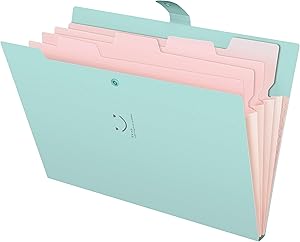 Skydue Letter A4 Paper Expanding File Folder Pockets Accordion Document Organizer (Jade)