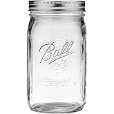 Ball Wide Mouth Glass Mason Jars with Lids and Bands, Used for Canning, Pickling, Juice, Jam, Jelly, Quart Size 32 Ounce (Pac