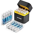 BATZONE Rechargeable aa Batteries Lithium 16 Pack with Fast Charger,1.5V 3000mWh High Capacity aa Lithium Batteries,Constant Output Li-ion Double a Batteries Cycle Times up to 1600x (Charger+16Pack)