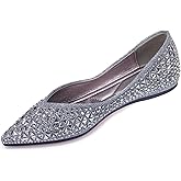 Women's Flats Comfortable Pointed Rhinestone Ballet Flats Soft Memory Foam Insole for Women Sparkle Elegant Dress Shoes Blue 11