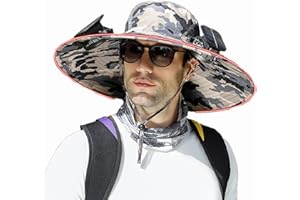 DASHENRAN Wide Brim Solar Fan Outdoor Fishing Hat-Solar & USB Charging,Outdoor Fishing Hat,Hat with Fan,Solar Fan Hat Upf50+