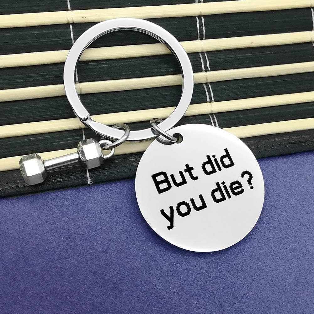 Vadaka Funny Gym Gift Keychain Workout keychain Dumbbell Bodybuilding Inspirational Gift Fitness Trainer Key Ring Encouragement Keepsake But Did You Die Keychain Birthday Present - Image 3