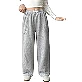 RoseSeek Girl's Sweatpants Drawstring Waist Wide Leg Pants Casual Athletic Trousers Baggy Workout Summer Pants