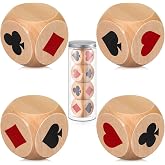 Seenelling 4 Pcs Wooden Marker Dice with Box for Euchre Game,Brown,1.57'' | Ace Indicator for Poker, Wooden Dice Cube with Clear Prints, Great Gift for Card Players, Storage Tube Included