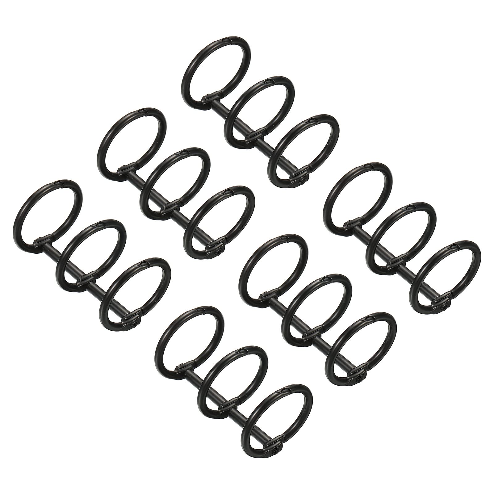 PATIKIL 0.79" Dia 3-Rings Book Rings, 6 Pack Metal Binder Rings Loose Leaf Ring Detachable for Office Desk Calendar Photo Album, Black — image 1