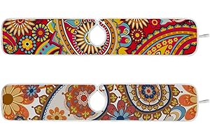 QWTHUM Sink Faucet Absorbing Mat Kitchen Sink Splash Guard Splash Faucet Drip Catcher for RV Bathroom 2PCS 30x5.5in Color Paisley