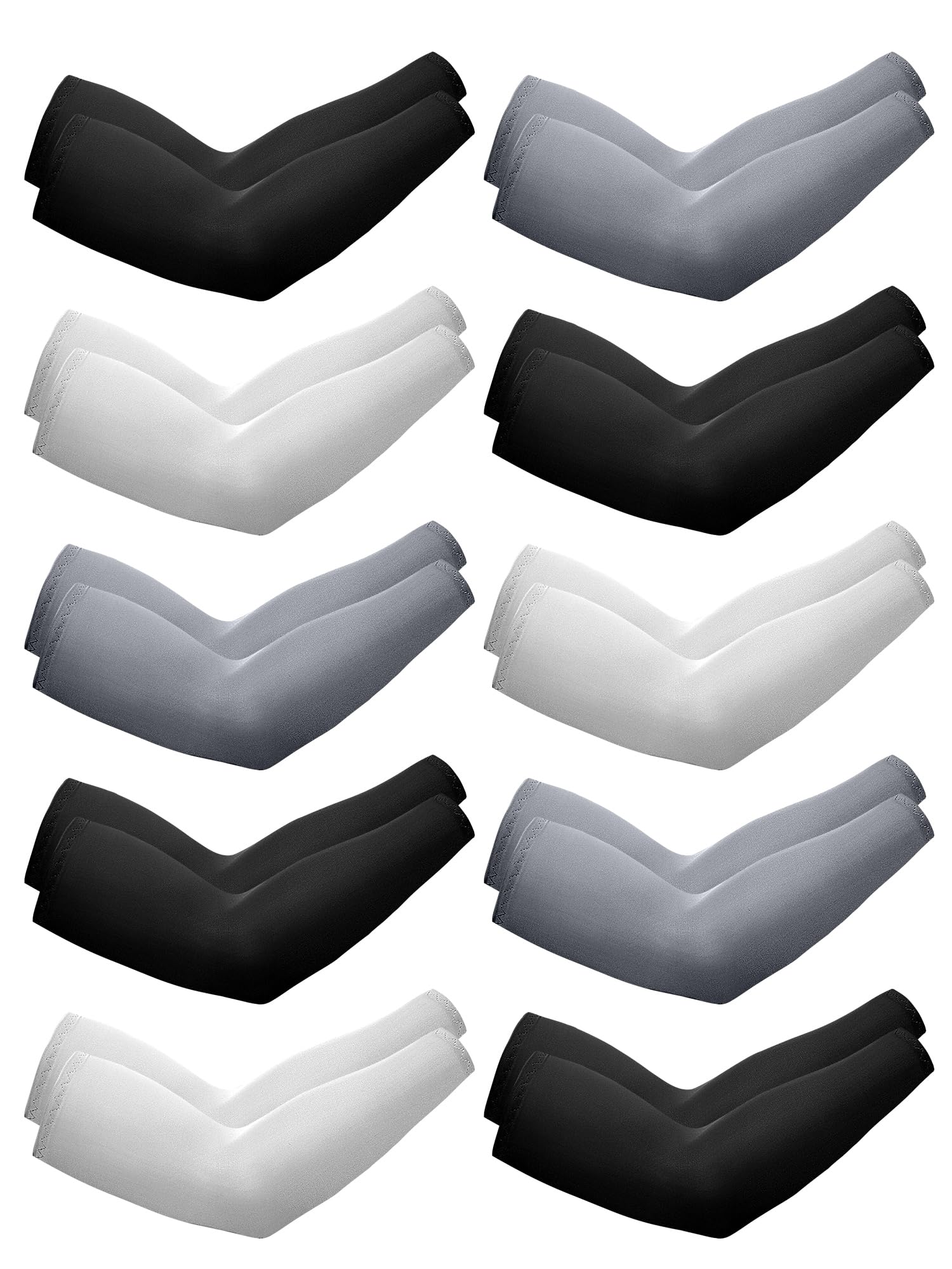 Photo 1 of Boao 10 Pairs UV Arm Sleeve for Men Women Cooling Tattoo Cover up Compression Sun Protection Sleeves for Outdoor Activities(Black, Dark Gray, Light Gray,M)