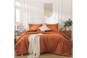 HAOWANER Handcrafted Non-Migrating Fill Burnt Orange Comforter King Size Set, Orange Comforter Set King, Orange King Size Comforter Set,Boho Comforter Set King, Boho King Comforter Set,King Bed Set