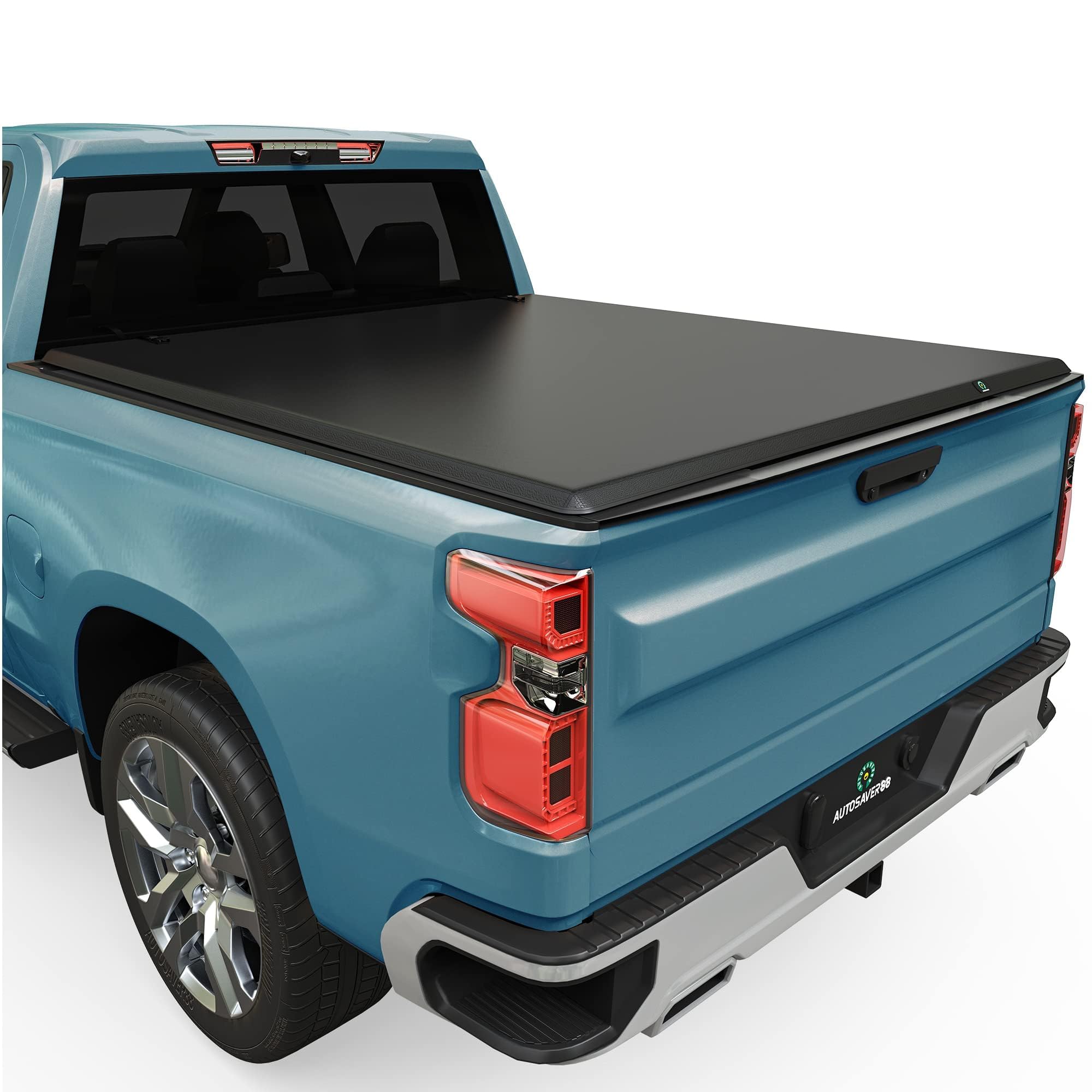 AUTOSAVER88 Soft Quad-fold Truck Bed Tonneau Cover Compatible with 2019-2026 Chevy Silverado/GMC Sierra 1500 New Body Style 6.6 ft Bed Image