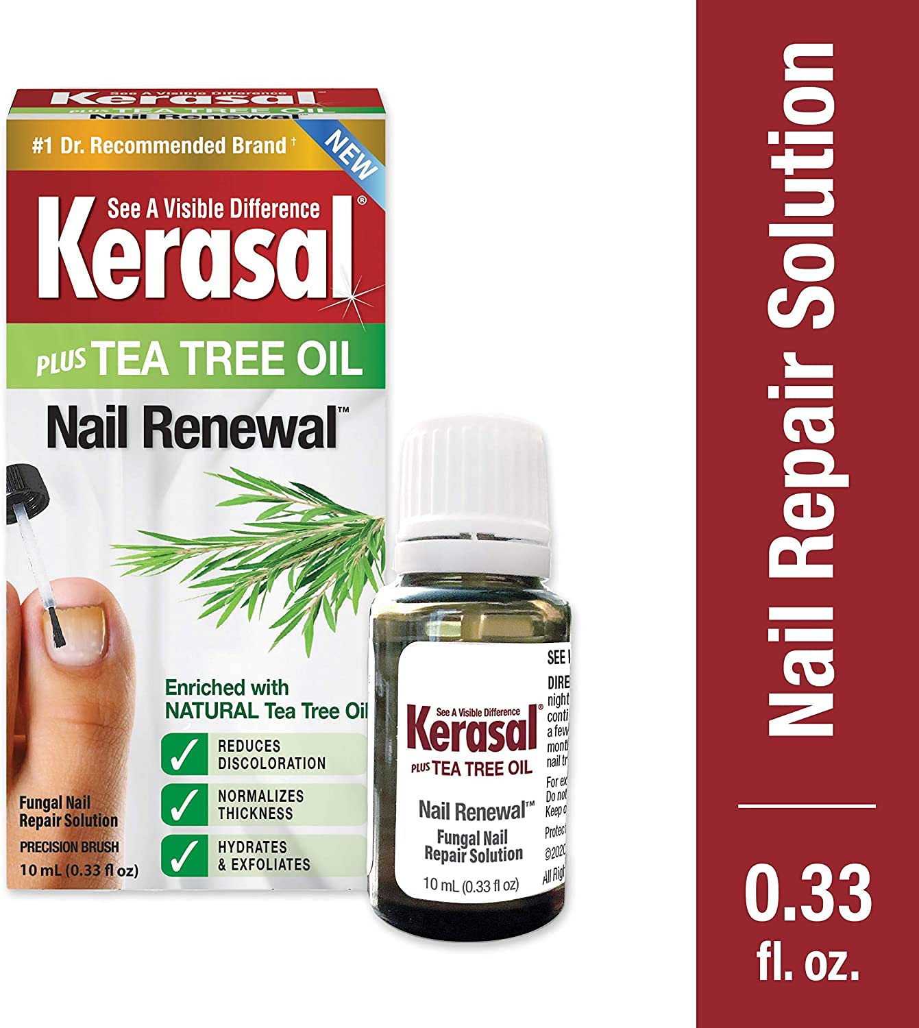 Kerasal Renewal Nail Repair Solution with Tea Tree Oil for Discolored and Damaged Nails, 0.33 Oz (Pack of 1) - Image 2