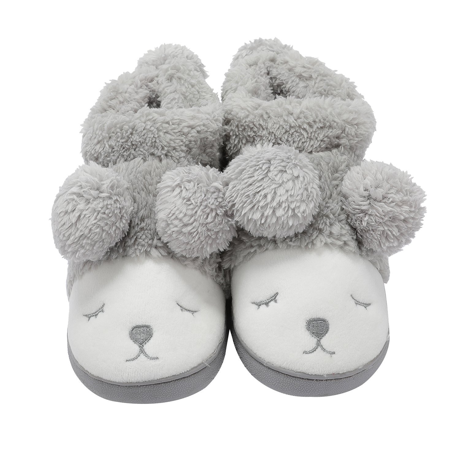 Women\'s Warm Plush Soft Sole Indoor Slipper Grey(High Top) 9-10.5 B(M) US