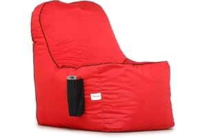 SATTVA CLASSY.ELEGANT.STYLISH SATTVA All Weather Water Resistant Lounger Bean Bag for Adults - Big Bean Bag Covers Only (No Filling), Love Sack Bean Bag Oversized, Washable Ultra Soft Zipper, for Dorm & Family Room (Red)