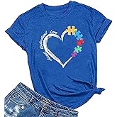 Be Kind Autism Shirt Women Autism Awareness Tee Accept Understand Love T-Shirt Casual Short Sleeve Graphic Tee Tops