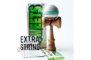 Sweets Kendamas Boost Sport Stripe Kendama - Sticky Paint, Improves Hand Eye Coordination, Reflexes, Stripe Design, Extra String Accessory Gift Bundle (Avalanche)