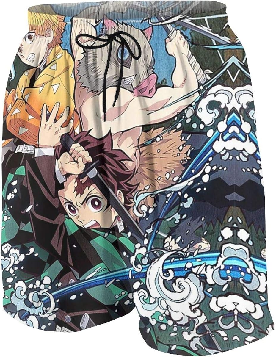 Amazon Com Demon Slayer Anime Beach Pants Boys Elastic For Summer Run Board Shorts Clothing