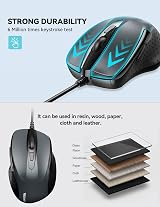 TECKNET USB Wired Mouse 6400 DPI 6-Button Ergonomic USB Computer Mouse view 3