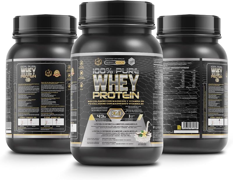 Whey protein isolate 100% pura | Proteine whey isolate + collagene + magnesio | Proteine del siero di latte isolate per lo sviluppo muscolare | Massa muscolare pulita | 30 dosi (Vanillegeschmack)