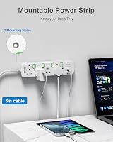 BEVA 3M Extension Lead 4 Way USB A C Ports Wall Mountable 13A 3250W view 3