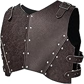 HiiFeuer Medieval Faux Leather Chest Armor, Retro Mercenary Knight Archer Body Armor, Adjustable Vest Armour for Ren Faire