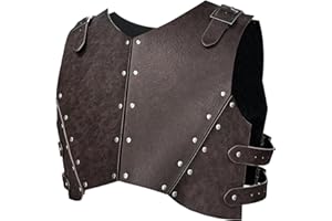 HiiFeuer Medieval Faux Leather Chest Armor, Retro Mercenary Knight Archer Body Armor, Adjustable Vest Armour for Ren Faire