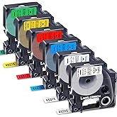 Label Orison Compatible with Dymo D1 Label Tape 12mm Color Combo Set 45010 45013 45016 45017 45018 45019 for LabelManager 160 280 210D 420P PnP 360D, 1/2'' W x 23' L, 6 Pack