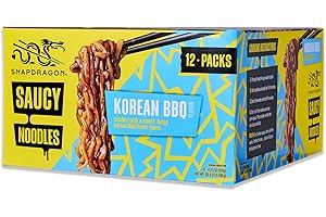 Snapdragon Saucy Instant Noodles with Korean BBQ Slurpable Sauce - Quick Meal, Snack, and Lunch. 12-Pack Microwave Noodles for Cup, Bowl, Ramen or Asian Stir Fry