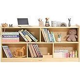 Bateso Toy Storage Organizer for Kids Room, Wooden Kids Bookshelf for Classroom, Cube Storage Organizer for Playroom, 5-Section Montessori Bookshelf & Toy Shelf for Nursery