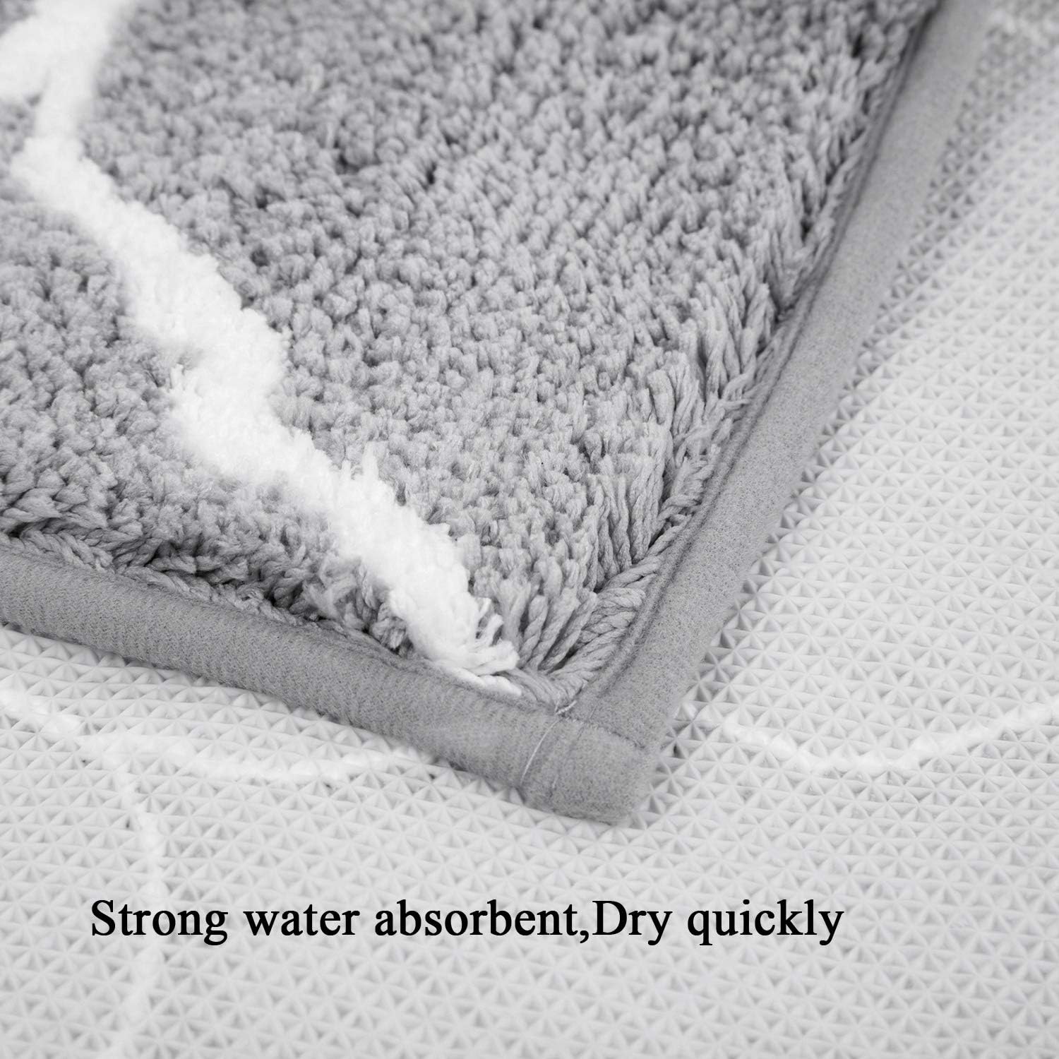 HEBE Microfiber Bath Rug Set 2 Piece Non Slip Absorbent Bath Mats Runner Set for Bathroom Shaggy Bathroom Rug Runner Machine Washable (26"x18"+48"x18", Grey): Kitchen & Dining