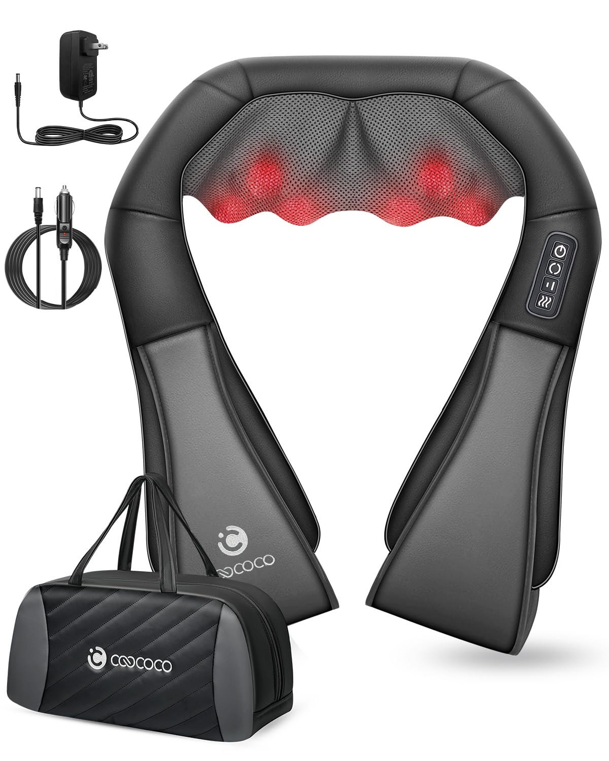 Photo 1 of CooCoCo Shiatsu Neck & Back Massager with Heat, Father's Day Birthday Gifts, Corded Electric Deep Tissue 3D Kneading Pillow, Massager for Neck and Shoulder Pain Relief, Home, Office, Car Use