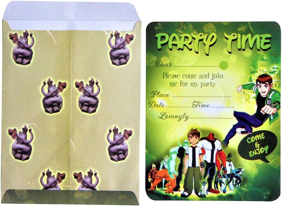 Almoda Creations Ben10 Cartoon Themed Birthday 20 Invirful Envelopes for Kids
