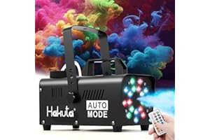 Hakuta Smoke Machine, Fog Machine with 18 Colorful LED Lights Automatic Fog Machine with Racing,Jumping LED Modes for Hallowe
