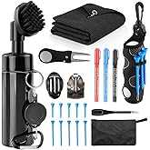 21 Pcs Golf Essentials Kit, Golf Club Cleaning Kit - Golf Club Brush & Golf Towel, Golf Ball Bag & Tees Holder & 2 Sizes Tees, Divot Repair Tool & Ball Marker, Must Haves Golf Accessories