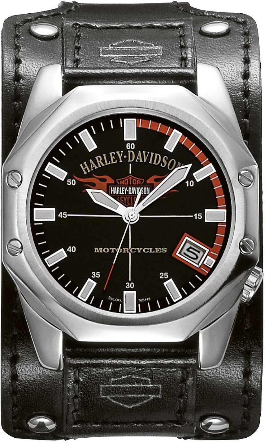 Harley Davidson 76b146 Herrenuhr Quarz, Lederband schwarz Amazon.de