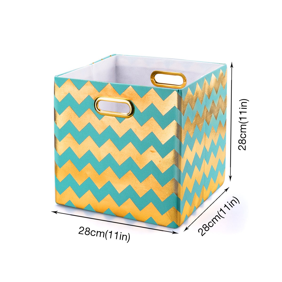 BAIST Fabric Storage Bins,Heavy Duty Square Gold Canvas Fabric Storage