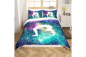 Erosebridal Gymnastic Duvet Cover for Girls Women Gift, Gymnastics Lovers Bedding Set Purple Galaxy Bed Set Twin Size, Tie Dy