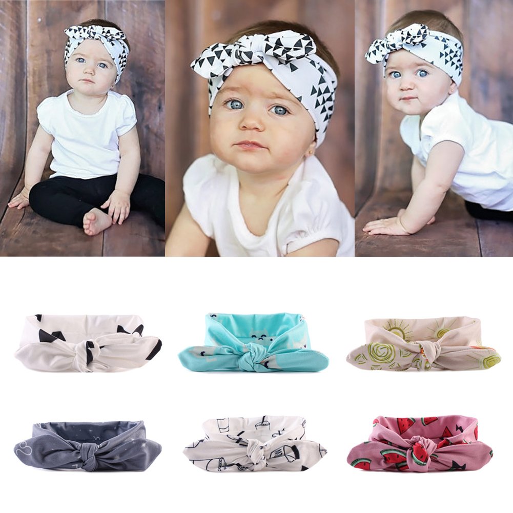 rrimin baby girl's cotton knotted adjustable hairband (multicolour) - pack of 6