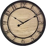 PresenTime & Co 10" Farmhouse Series Wall Clock, Cottage Style, Vintage Design, Oil Rubbed Antique Bronze Finish