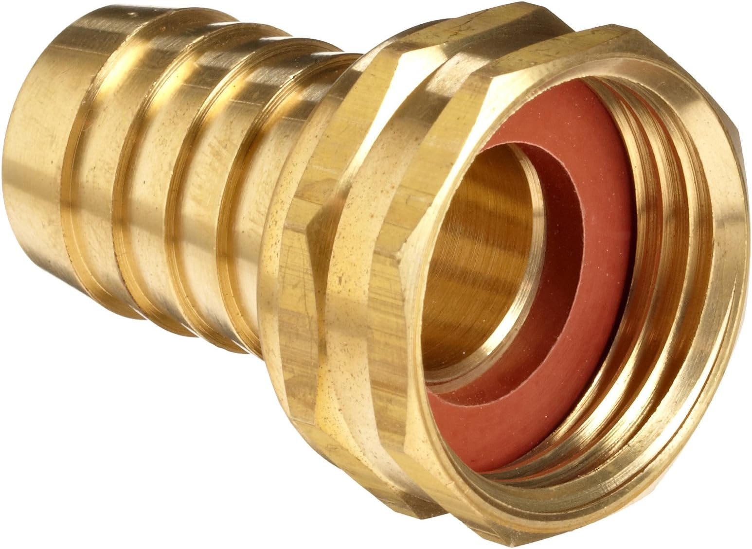 Anderson Metals Brass Garden Hose Swivel Fitting, Connector, 1/2" Barb x 3/4" Female Hose