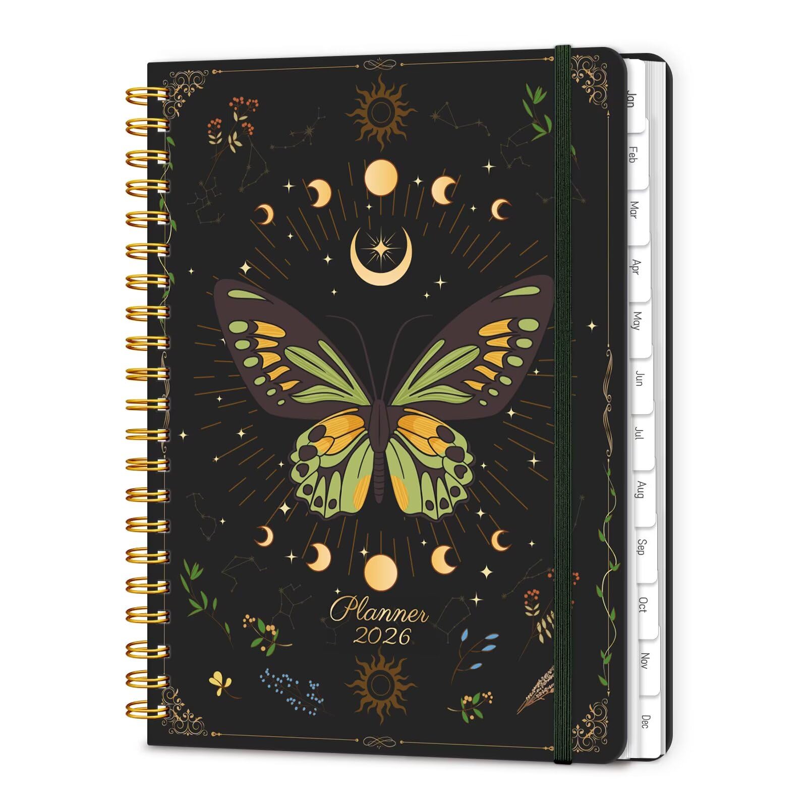 Photo 1 of 2026 Planner 8.5 x 11, Large Weekly and Monthly Planners with Tabs, A4 Spiral Bound Daily Calendar 2026 Planner, 12 Month Agenda Organizers from Jan. to Dec.(Green Butterfly)