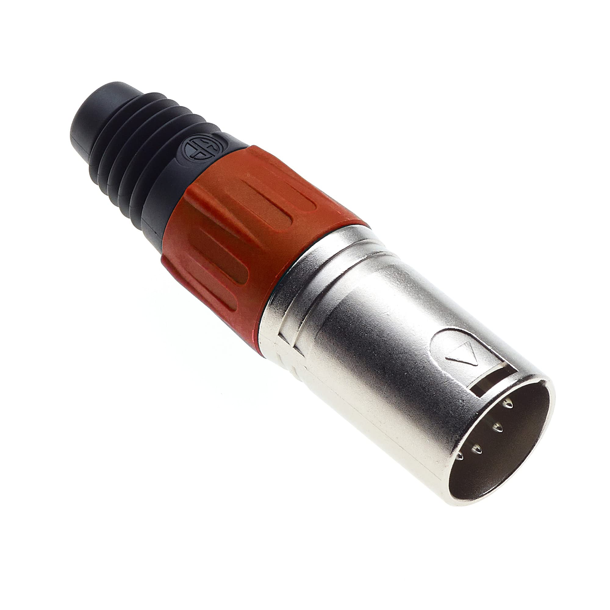 Keple 5 Pole XLR Plug, Red - Male Audio Mic Microphone DMX Plug Jack Plug, Nicked-Plated Adapter, Metal Construction Connector With Plastic Housing