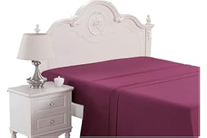 Marina Decoration Ultra Soft Silky Deep Pocket Solid Rayon from Bamboo All Season Wrinkle Free Solid Bamboo Flat Sheet, Burgu