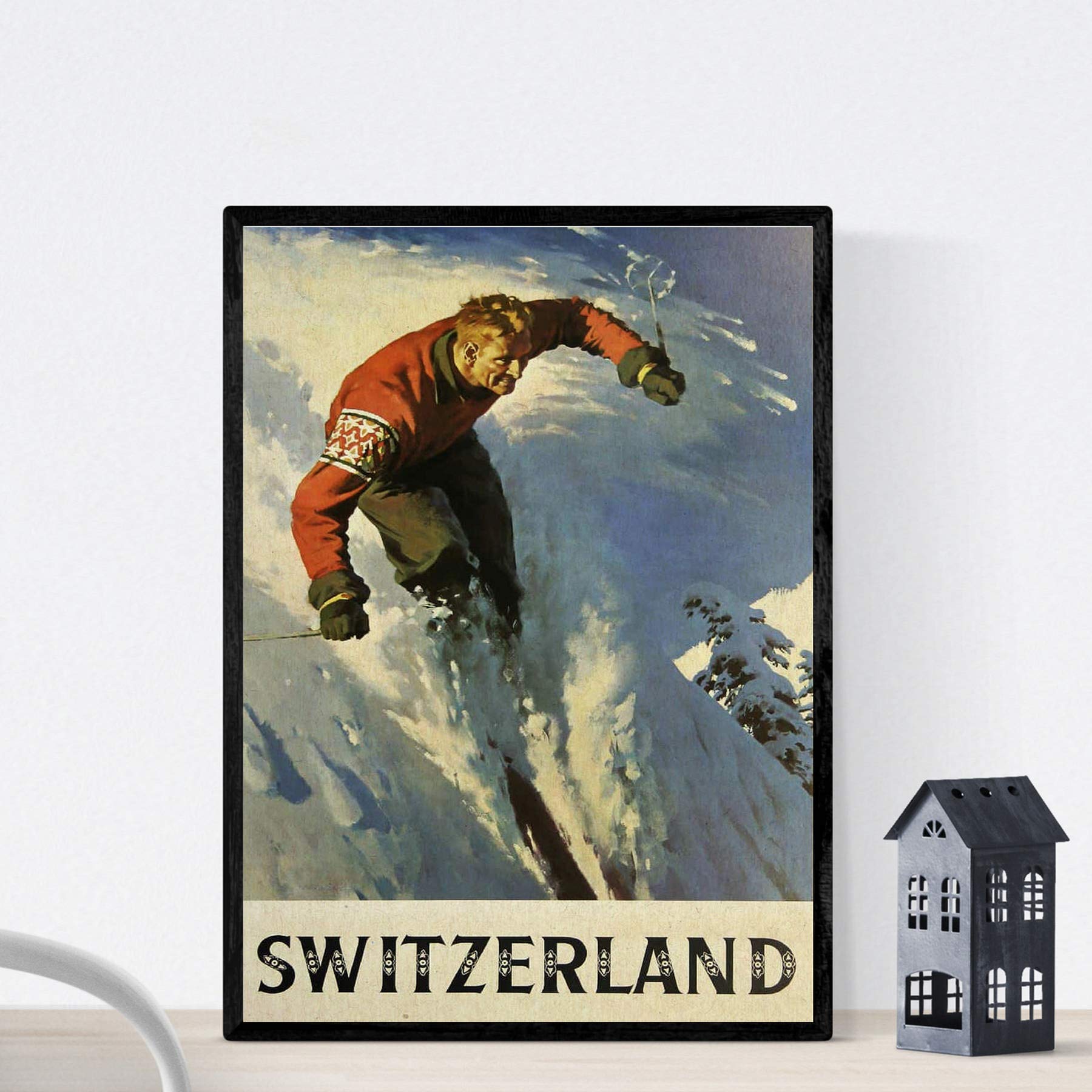 Nacnic Vintage Poster Vintage Poster European mountains. Skiing in Switzerland. A3 size