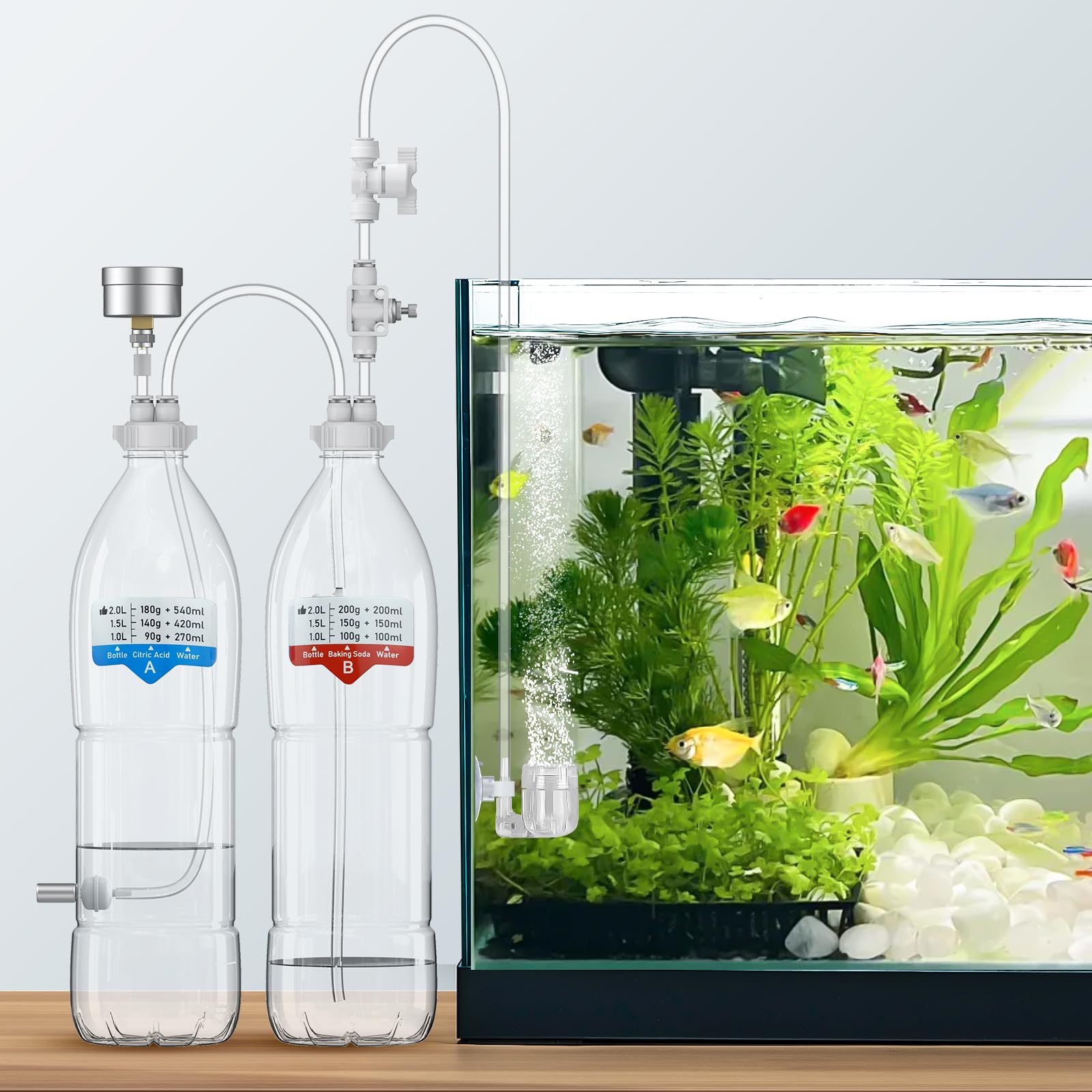 Photo 1 of Pawfly Aquarium CO2 Generator System Kit, CO2 for Aquarium Plants, CO2 Generator for Plants, DIY CO2 Aquarium Kit with CO2 Diffuser Regulator Pressure Gauge and Safety Valve